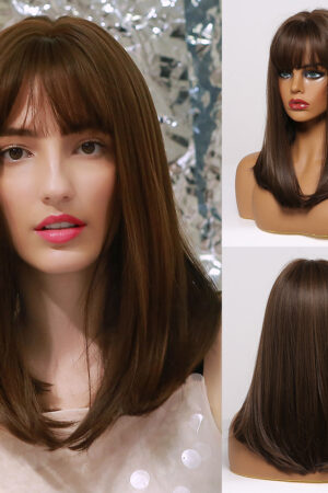 Short Brown Wig with Bange for Sex Doll