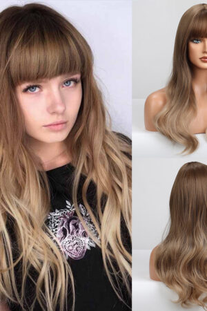 Brown Long Wig with Bangs for Sex Doll