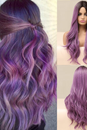 Wavy Long Purple Wig for Sex Doll